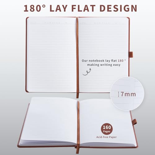Hardcover Notebooks, A5 Lined Journals Notebook for Writing 160 Pages - color: Brown, size: 1 Pack