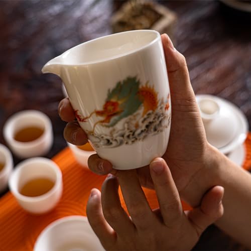 KEYDUACU Gaiwan Tea Set, Chinese Gongfu Tea Set, Portable for Adults, Home - style: Home-China Dragon