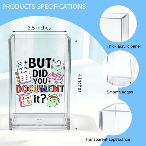 But Did You Document It Acrylic Organizer Pencil Pen Holder, HR Humor Office Desk Accessories Holder, Funny Office Decor Gifts for Women Human Resources Accountant Programmer Graphic Coworker - color: Clear 1