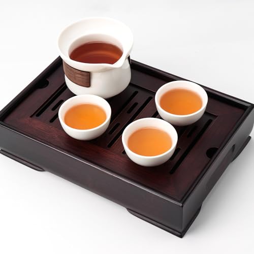 Gongfu Tea Tray, Bamboo Tea Tray,Gongfu Tea Table Tray with Reservoir (M) - size: 11" x 5" x 2"