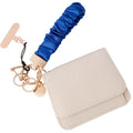 Scrunchie Wristlet Keychain Gift Set for Women with Small RFID Wallet Keychain, Stretchy Key chain with Phone Tether Tab - color: Silk Blue