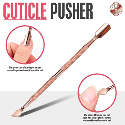 FANDAMEI Cuticle Trimmer, Cuticle Kit, Cuticle Pusher, Cuticle Nippers - color: Rosegold