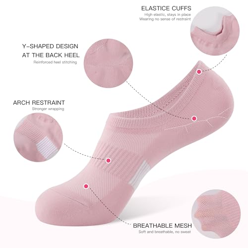 BUDERMMY No Show Socks Womens Low Cut Non Slip Athletic Cotton Invisible Women Sock 5 Pairs - color: 5 Pairs Mixed, size: 6-9