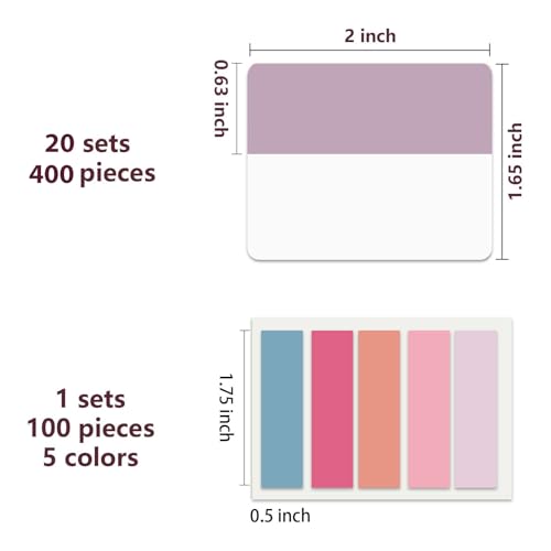 ELII 500 PCS Sticky Index Tabs 2 Inch Colorful Sticky Tabs for Notebooks - color: Sunset, size: 500