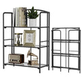 Crofy 3-Tier Wider Foldable Bookshelf, Black Frame & Transparent Shelves - color: Black Frame & Transparent Shelf, size: 3 Tier Wider