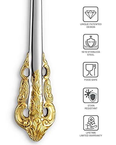 KEAWELL Luxurious 4-Piece 9-Inch Iced Tea Spoon Set (Gold Accent) - color: Gold Accent