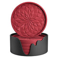 ME.FAN Silicone Coasters with Holder,[6 Pack] Drinking Coasters - Cup Mat for Hot or Cold Drinks, Thickened, Non-Slip, Non-stick,Deep Tray Wine Red - color: Wine Red