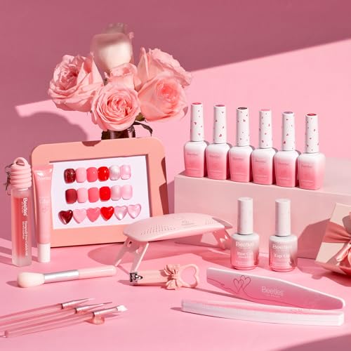 Beetles 30 Pcs Gel Nail Polish Kit with U V Light - 6 Colors Nails Kit - color: D-Sweet Date