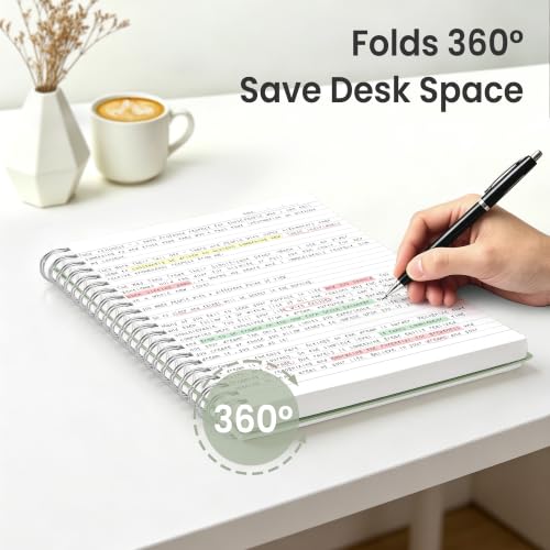 EMSHOI Lined Spiral Journal Notebook, 300 Pages, A4 Size (8.2'' x 11.2'') - color: Light Green, size: A4