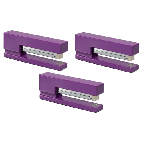 JAM PAPER Modern Desk Stapler - Purple - 3/Pack - color: Purple, size: Pack of 3