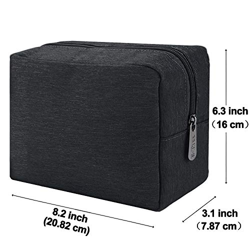 E-Tree Makeup Bag, Big Travel Make up Pouch, Zipper Large Cosmetic Brush Skin Care Case, Toiletry Bags for Traveling Women Man,Tech Electronic Organizer,Small Canvas Storage for Personal Items,Black - color: Black, style: 8.2" X 3.1" X 6.3"
