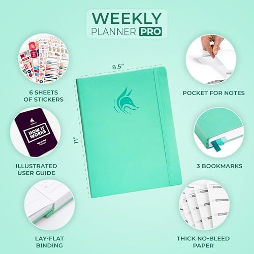 Clever Fox Planner PRO, Undated Weekly Planner, 8.5x11 Emerald - color: Emerald (Undated), size: A4 (8.5" x 11") Standard Version