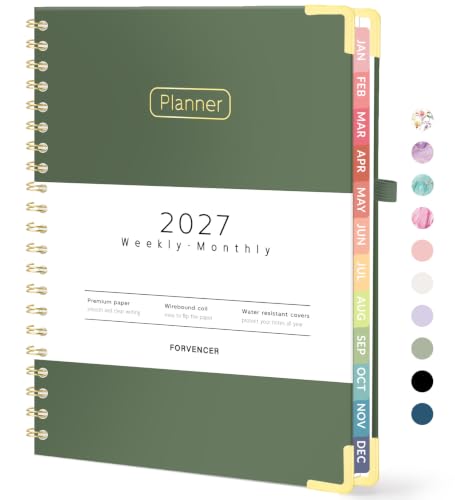 Forvencer 2027 Planner, Hardcover Calendar Planner Jan - Dec 2027, 8.5"x11" - color: Dark Green, size: 8.5"x11" (Jan 2027 - Dec 2027)