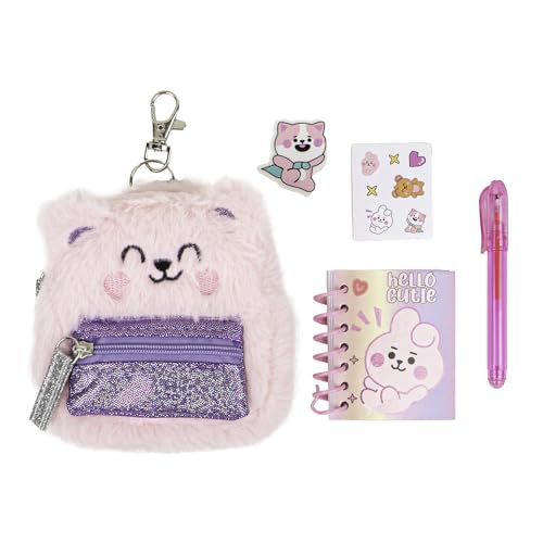VOTUM Pink Bear Keychain Charm for Backpacks, Purses, Handbags, Car Keys with Stationery Set - Includes Mini Notebook, Gel Pen, Eraser, Stickers - Portable & Fun Gift for Tweens & Adults Ages 8+ - style: Pink Bear