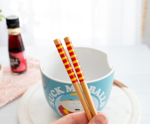 South Park Eric Cartman "Suck My Balls" Ceramic Ramen Dinnerware Set | Includes 20-Ounce Noodle Bowl and Wooden Chopsticks