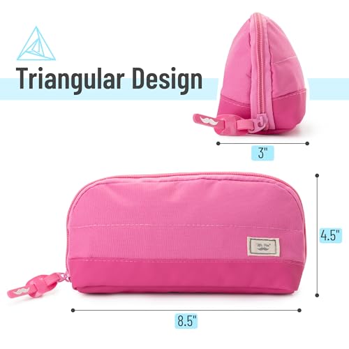 Mr. Pen- Wide-Opening Pencil Case, Triangle Design - color: Pink