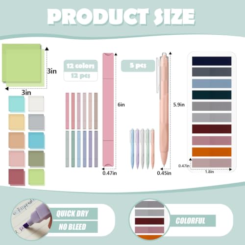 Jutom 38 Pcs Book Annotation Kit for Bible Study, Earth Tones, Square - color: Earth Tones