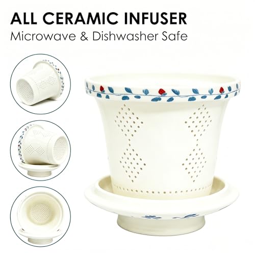 Ceramic Tea Mug with Infuser and Lid,16oz Floral Loose Leaf Tea Cup - color: Vibrant Floral