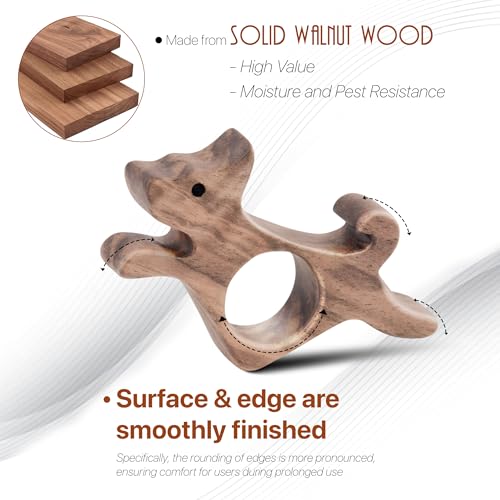 Walnut Dog Book Page Holder, Smooth Finish Wood Book Holder for Reading, Ideal Book Reader Gifts, Book Worm Gifts for Women, Thumb Book Page Holder - for Book Lovers & Literary Gifts (Mini) - size: Mini