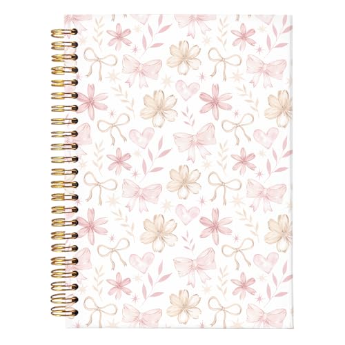 Floral Spiral Notebook for Women,Pink Notebook Gifts for Teen Girls - color: Floral bows