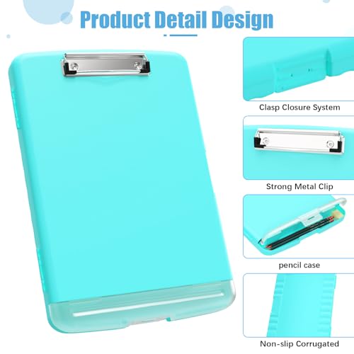 Hongri Clipboard with Storage with Pencil Case, 8.5 x 11 Storage Clip Board - color: Light Green