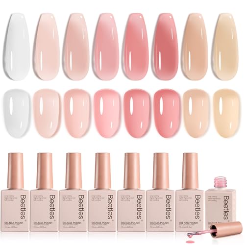Beetles Jelly Gel Nail Polish Set, 8 Colors Nude Pink Gel Polish - color: A - Sheer | Classic Nude