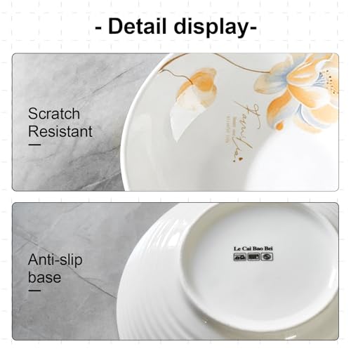 Ceramic Salad Bowl, 8 inches, Set of 4 - color: yellow bule, size: Colorful Ceramic Bowls-18 oz (4 pack)