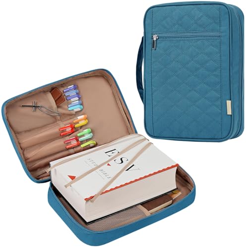 FINDCOZY Bible Cover for Women, Large Carrying Case for Regular Bible - color: Lake-Blue, size: Large