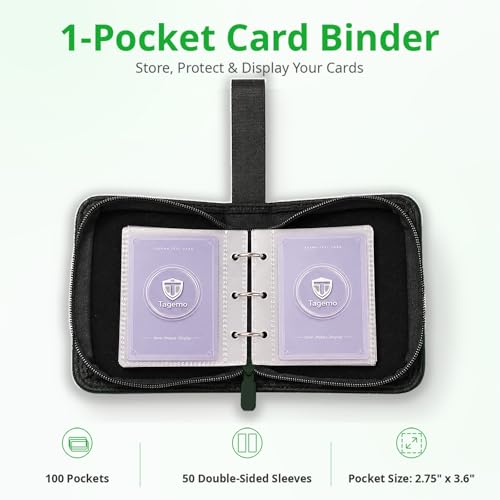 1 Pocket Card Binder with Zipper, 100 Pockets Mini Trading Card Album, Premium PU Leather Single Card Binder, Small Display Folder for TCG & Sports Cards - color: Forest Green, size: 1-Pocket