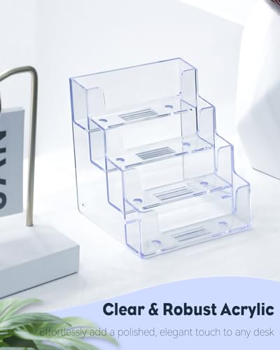 Uniclife Acrylic Business Card Holder for Desk, 4 Slots, 240 Card Capacity - color: 4 Slot, size: 1 Pack