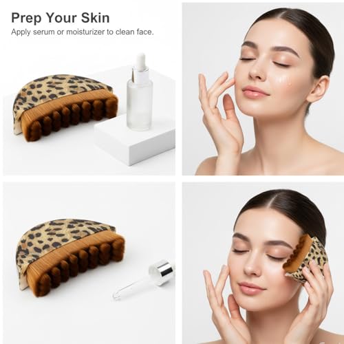 Lymphatic Contour Face Brush - 1 pcs Lymphatic Drainage Brush for Sculpting - color: Leopard Print ( 1 Pcs )