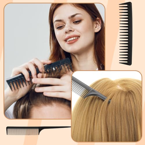 5Pcs Hair Brushes for Women Hair Comb Set Detangler Brush for Men and Women Wet, Dry, Curly and Straight Hair - color: Black
