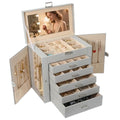 BOOVO Large Jewelry Box for Women 6 Layer - color: Silver and Grey, size: 6 Layer