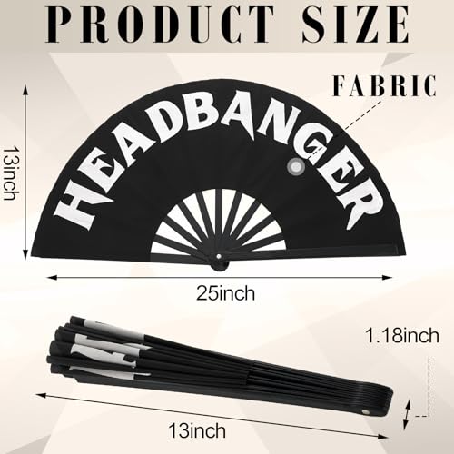 Maitys 2 Pack Foldable Fans for Rave Dancing,Black,Headbander - color: Black, style: Headbander