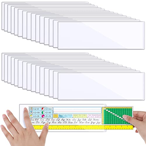 Chinco 30 Pcs Self Adhesive Clear Index Card Pockets, 3.55 x 10.8 inches - size: 3.55 x 10.8 Inches