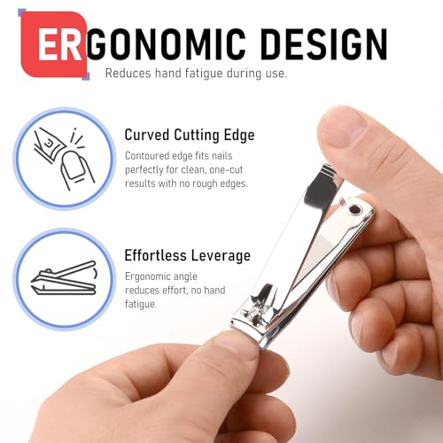 firiKer Nail Clippers with Nail File,Fingernail Clipper,Toe Nail Clippers - color: Silver