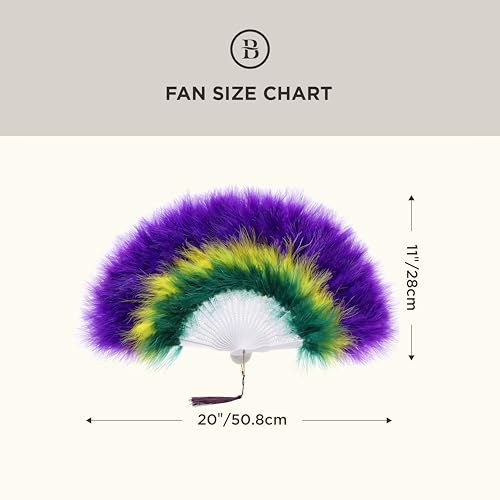 BABEYOND 1920s Marabou Feather Folding Hand Fan - color: Dark Purple