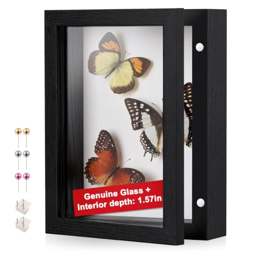 5x7 Black Deep Shadow Box Picture Frame with HD Clear Glass - color: Black, size: 5x7