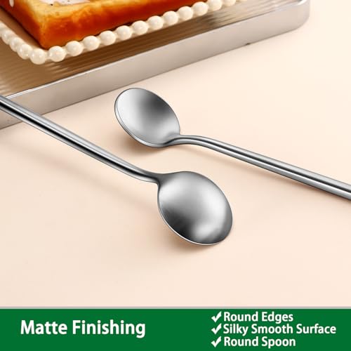DEHOV 6.7 Inches Coffee Spoons Set,4 Pieces Stainless Steel 18/10 Iced Tea Spoon,Long Handle Coffee Stirring Spoons,Durable Teaspoons,Dishwasher Safe Tea Spoon For Dessert - color: Silver, size: 6.7 Inch