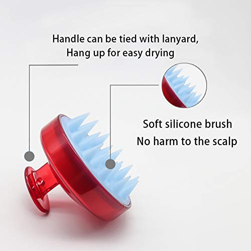 INVODA 3PCS Scalp Massager Shampoo Brush Soft Silicone Bristles for Dandruff Removal & Hair Growth, Waterproof Wet/Dry Use, Men, Women & Pets - color: Red+blue+purple 3pcs