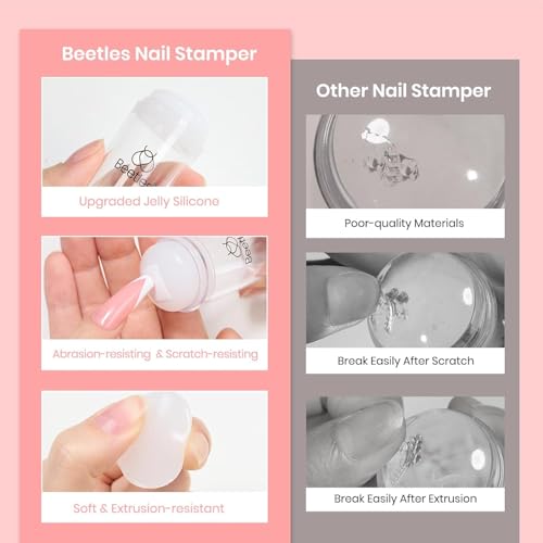 Beetles Nail Stamp, 4Pcs French Tip Stamper and Scraper Tool Set - color: D - 4 | Clear