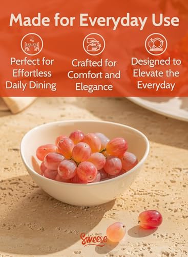 Sweese 10 oz Small White Porcelain Bowls - Set of 6 Dessert, Ice Cream, Snack & Yogurt Bowls, Ceramic Serving Bowls for Rice or Soup - color: White, style: Small (10 oz)