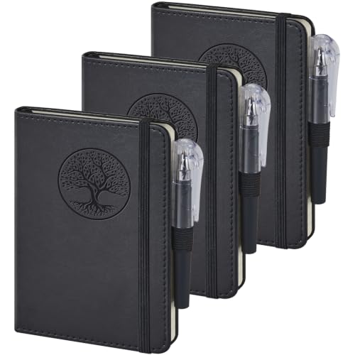 Small Journal Notebook Pocket Notebook, 3.7" x 5.7", A6, Black, 3 Pack - color: 3 Black Tree, size: A6
