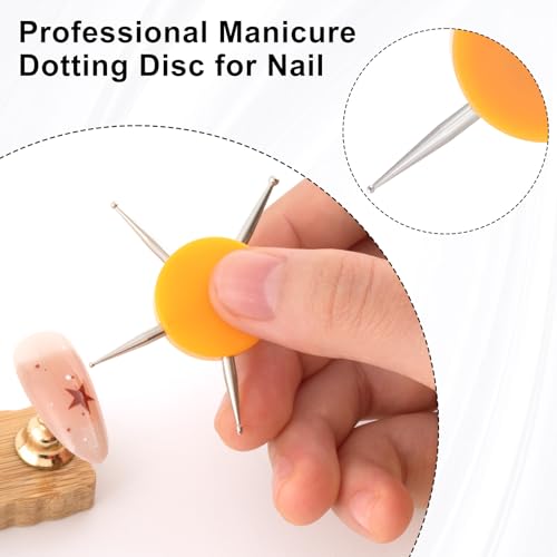 Nail Dotting Tool, 5-in-1 Metal Dotting Tool Nail Art, Circular Nail Design Dotting Pen, Ergonomic Dotting Disc for Manicure Embossing, Tracing, Painting - Yellow, 1pcs - color: Yellow, 1pcs, 5-in-1