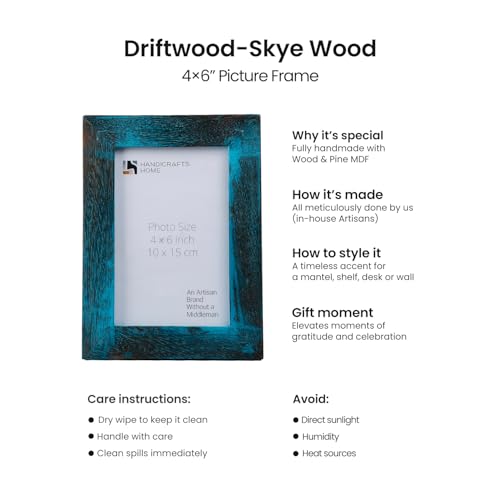 Handicrafts Home Handmade Turq Wood Picture Frame Vintage Home Decor, 6x4 - color: DRIFTWOOD-SKYE, size: 4X6