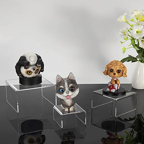 NIUBEE Acrylic Risers Display Stand 2 Set, Display Riser Shelfs,8.4x6.3x4.3 - size: (8,6,4)" x2Set
