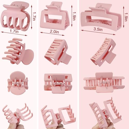 SMKSL 12 Pcs Hair Claw Clips for Women & Girls 3 Styles Hair Accessories - color: Pink