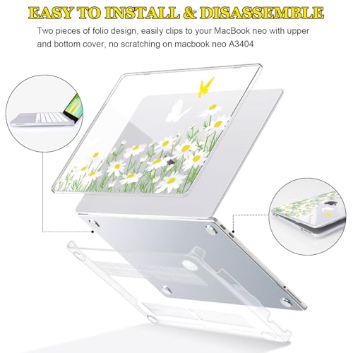 Daisy Floral Protective Case for 2026 MacBook Neo 13" A18 Pro A3404 - color: Cute Daisy Floral