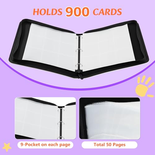 Premium Trading Card Binder, 9 Pocket Trading Card Binder for Pokemon TCG - color: Purple, size: Extra Large