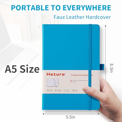 Hardcover Notebooks, A5 Lined Journals Notebook for Writing 160 Pages - color: Turquoise Blue, size: 1 Pack